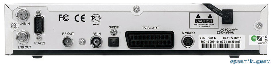 General Satellite FTA 7001S задняя панель